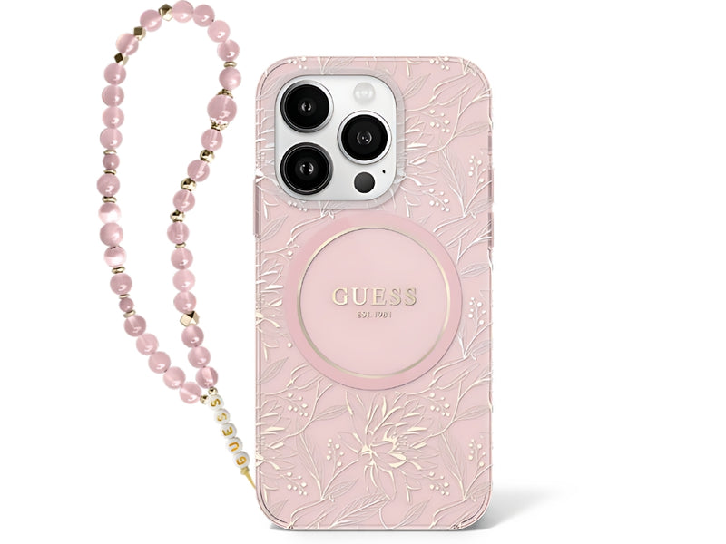 Guess Flowers with Bead Strap for iPhone 16 Pro