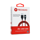 Techano 1M IPH to USB Nylon Cable - Red