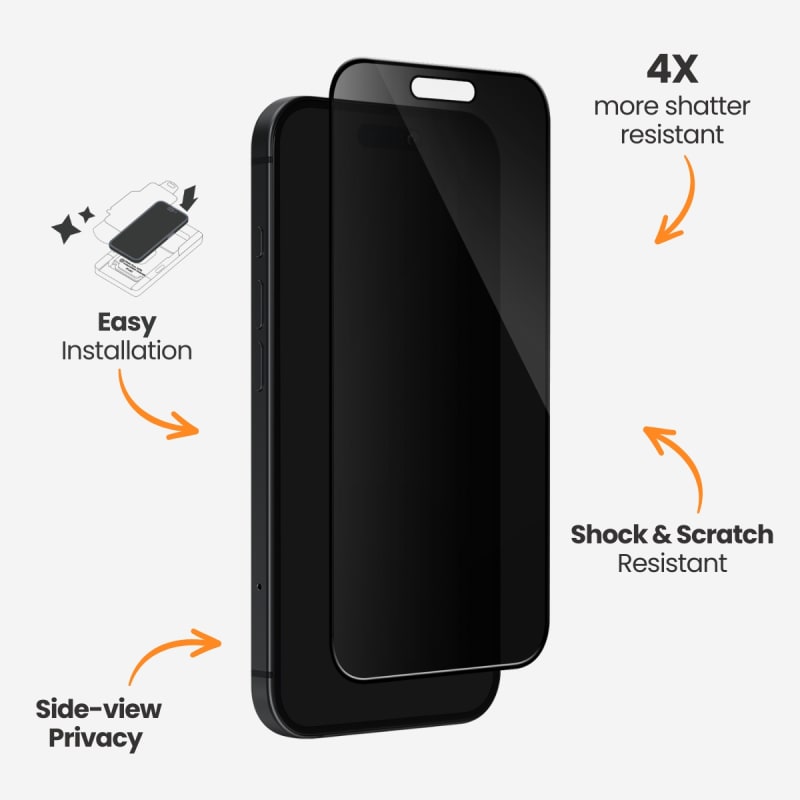 Multiple Layer Screen Protector EFM Privacy Glass for iPhone 16 Pro Max