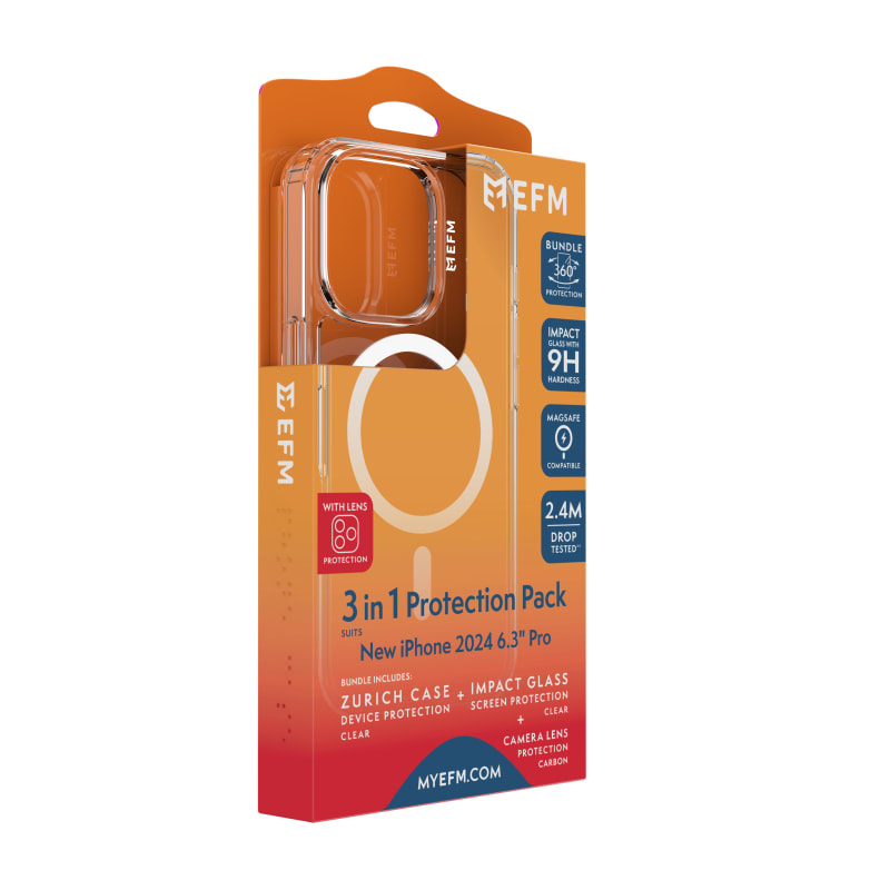 EFM 3 in 1 Case, Screen & Lens Protector Bundle for iPhone 16 Pro