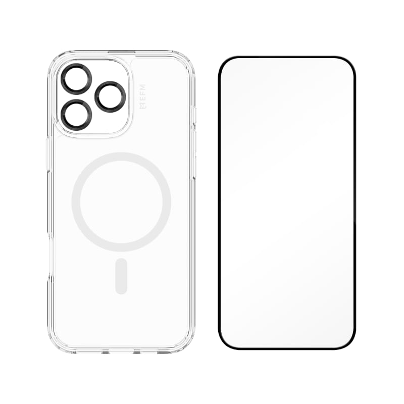 EFM 3 in 1 Case, Screen Protector and Camera Lens Protector Bundle for iPhone 16 Pro Max