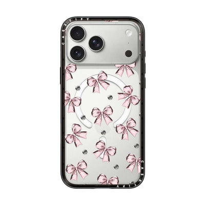 CASETiFY Compact Metallic Pink Ribbon case for iPhone Pro and Pro Max