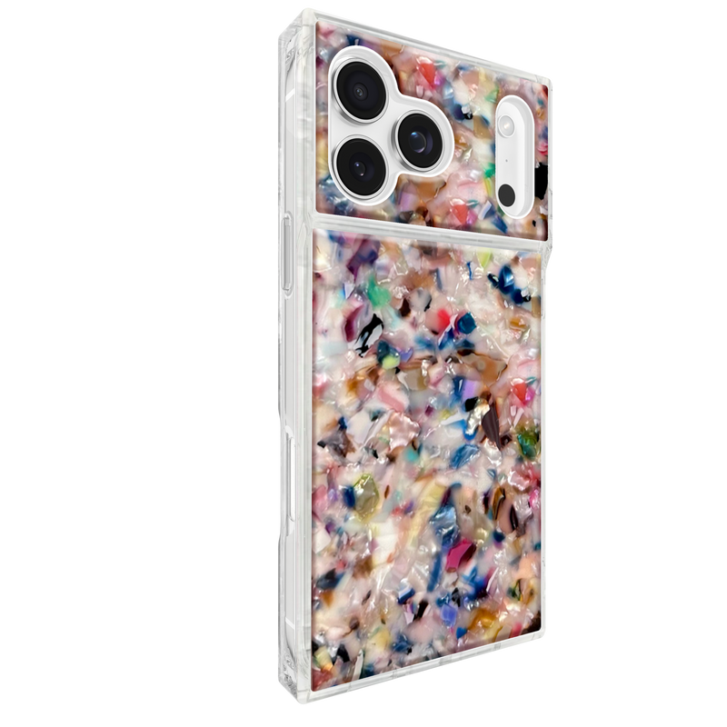 Flaunt Square Rainbow Confetti Tortoise Shell for iPhone 17 Pro Max