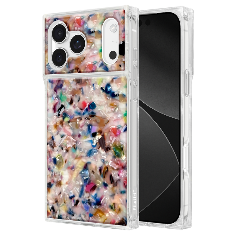 Flaunt Square Rainbow Confetti Tortoise Shell for iPhone 17 Pro Max