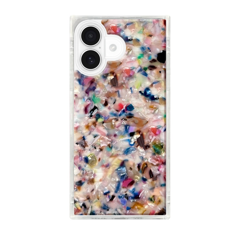 Flaunt Square Rainbow Confetti Tortoise Shell for iPhone 17