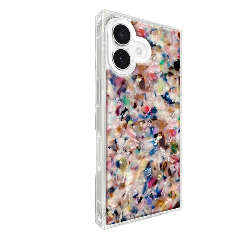 Flaunt Square Rainbow Confetti Tortoise Shell for iPhone 17