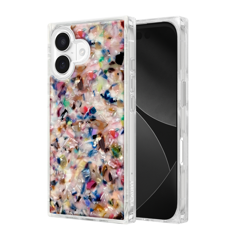 Flaunt Square Rainbow Confetti Tortoise Shell for iPhone 17