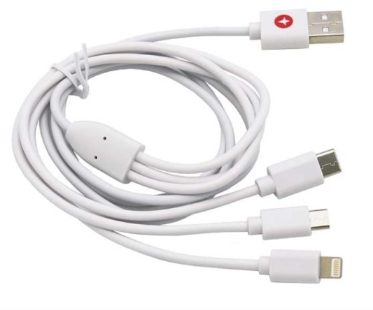 Techano 3 in 1 Cable - Lightning / Micro USB / Type C - 1M