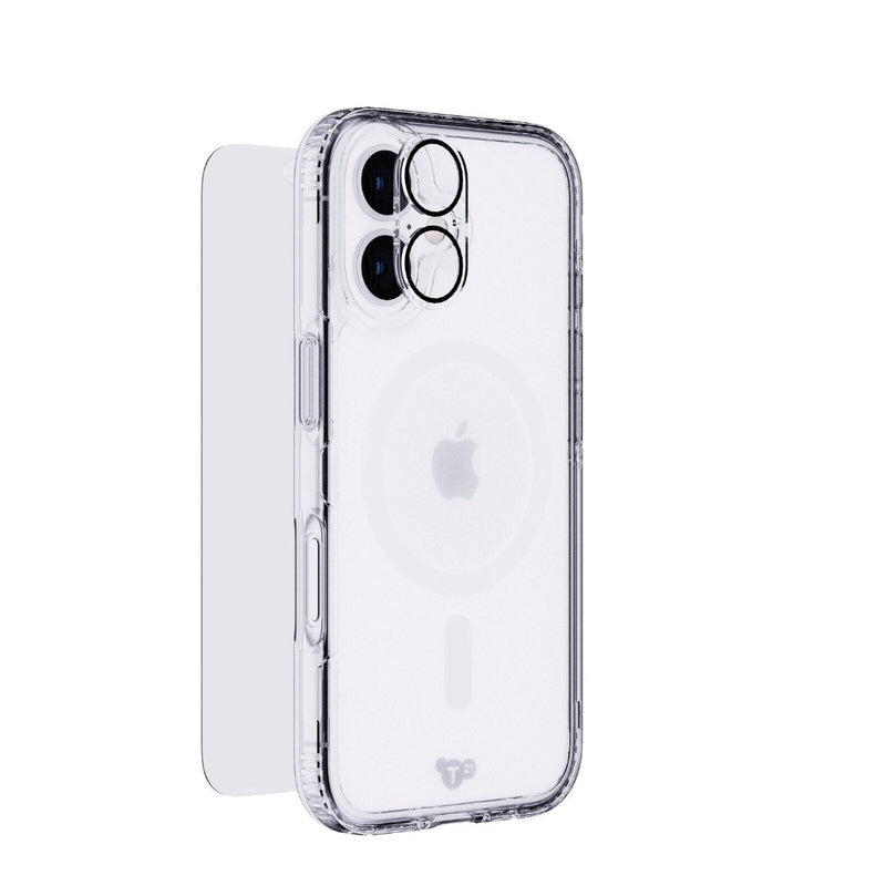 Tech21 Bundle Pack - EvoClear Case + Tempered Glass + Lens Protector for iPhone 16