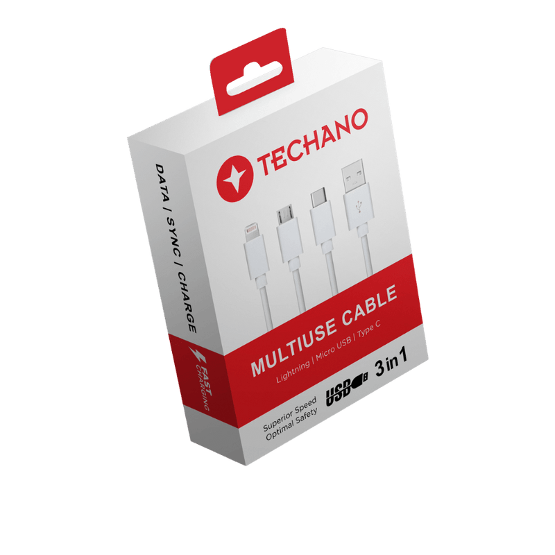 Techano Multi-Use Cable - Lightning / Micro USB / Type C - 1M