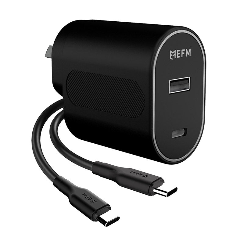 EFM 60W Wall Charger Dual Output with USB Type C to Type C - Black