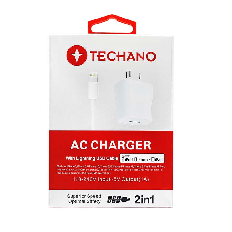 Techano AC Charger with Lightning Cable