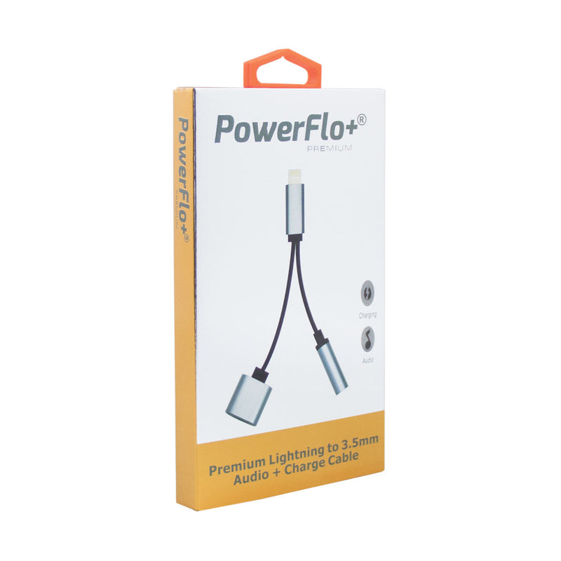 PowerFlo+ Lightning Adaptor - 3.5mm Jack and Charge Cable