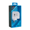 PowerFlo+ Triple Port 5.2A AC Charger with Smart Chip 2 X USB, 1 X Type C Output - White