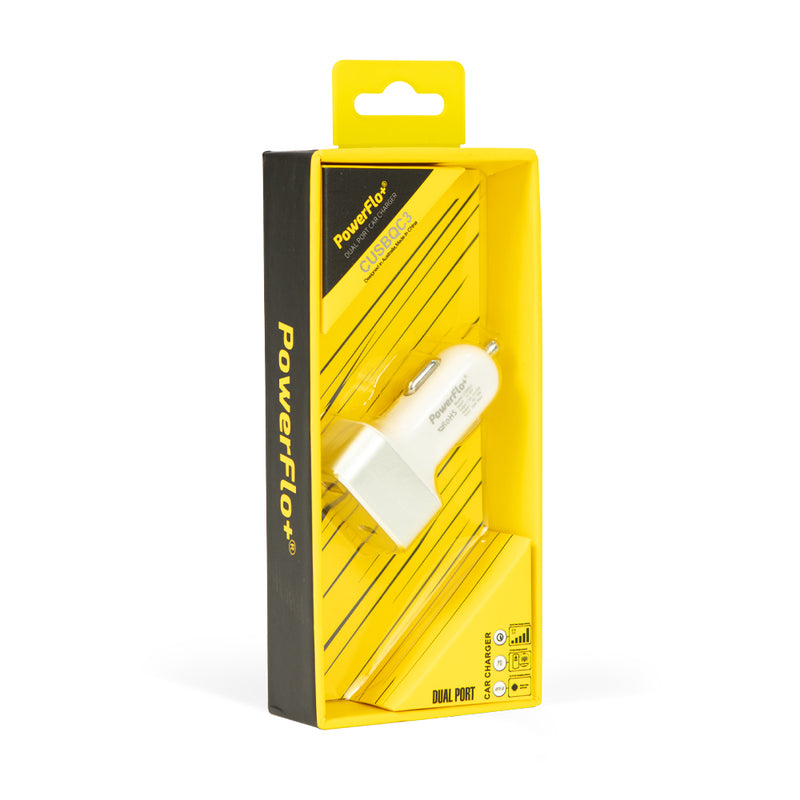 PowerFlo+ Dual Port Car Charger USB A / Type C With QC Charging