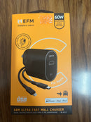 EFM 60W Ultra Fast Wall charger With Lightning to USB C Cable