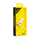 PowerFlo+ Dual Port 3.4A Car Charger with Smart Chip - White