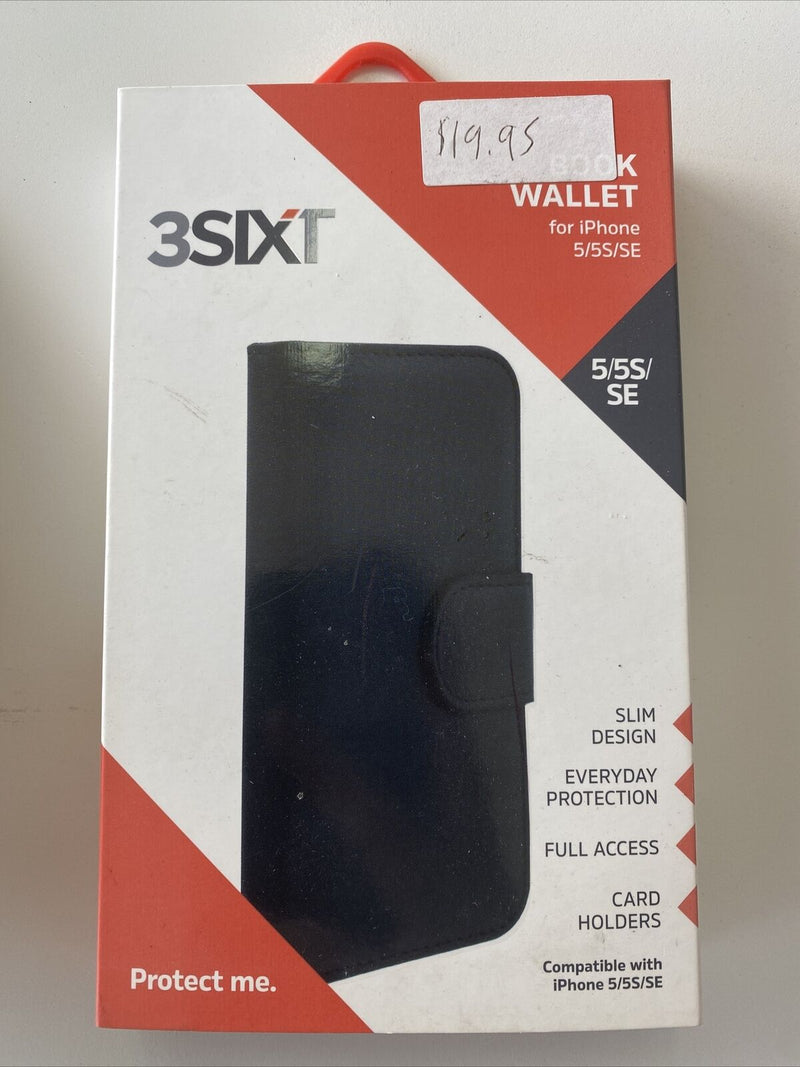 3SIXT Book Wallet iPhone 5 / 5S / SE Black